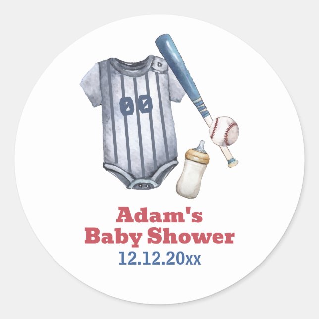 Sticker Rond Little Slugger Baseball Shirt Bottle Baby Shower  (Devant)