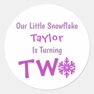 Sticker Rond Little Snowflake 2e anniversaire