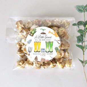 Sticker Rond Little Sprout Blue Rain Boots Garden Baby shower