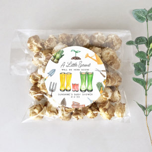 Sticker Rond Little Sprout Red Rain Boots Garden Baby shower