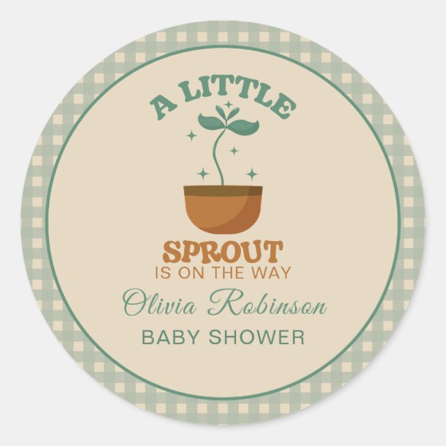 Sticker Rond Little Sprouts Garden Party Baby shower (Devant)