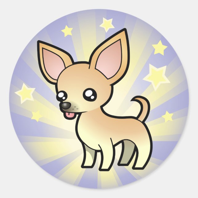 Sticker Rond Little Star Chihuahua (manteau lisse) (Devant)