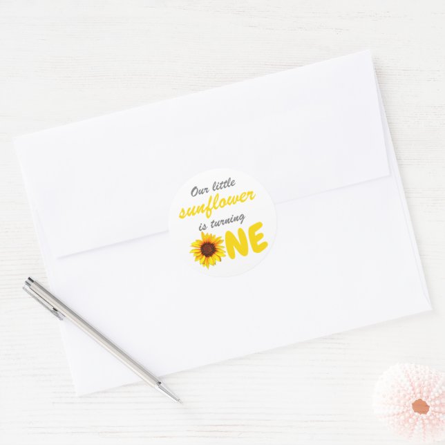 Sticker Rond Little Sunflower 1er anniversaire (Enveloppe)