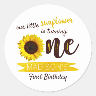 Sticker Rond Little Sunflower 1er anniversaire