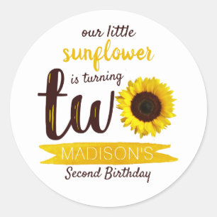 Sticker Rond Little Sunflower 2e anniversaire