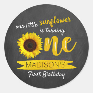 Sticker Rond Little Sunflower Chalkboard 1er anniversaire