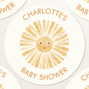 Sticker Rond Little Sunshine Baby shower personnalisé