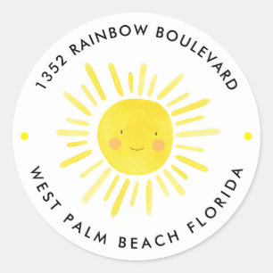 Sticker Rond Little Sunshine Birthday Kids Adresse de retour