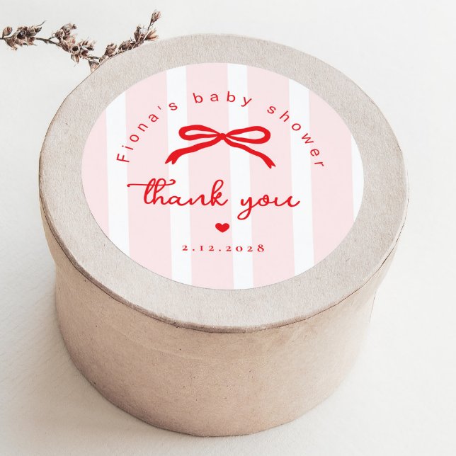 Sticker Rond Little Sweetheart Pink Red Valentines Baby Shower (Créateur téléchargé)