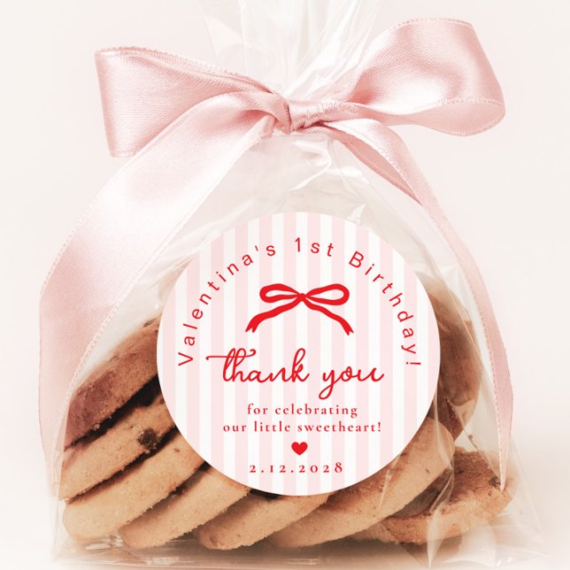 Sticker Rond Little Sweetheart Pink Red Valentines birthday  (Créateur téléchargé)