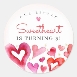Sticker Rond Little Sweethee Février fête d'anniversaire