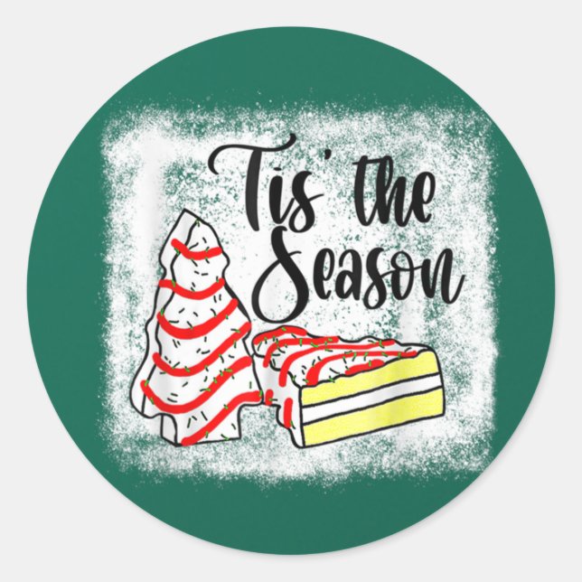 Sticker Rond Little Tis' The Season Christmas Tree Cakes Debbie (Devant)