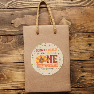 Sticker Rond Little Turkey Fall Thanksgiving 1er anniversaire