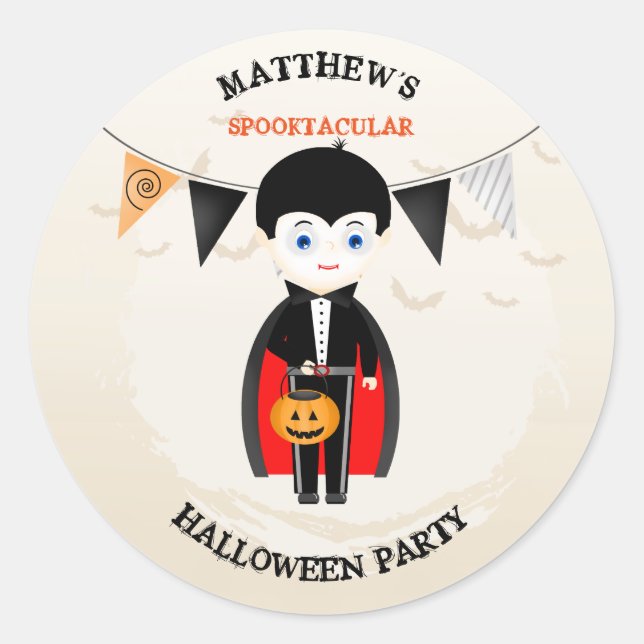 Sticker Rond Little Vampire Halloween (Devant)