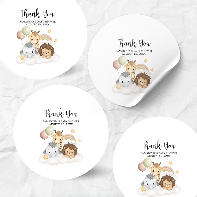 Sticker Rond Little Wild One Cute Baby Shower Round (ittle Wild One Safari Animals Cute Baby Shower Round Sticker)