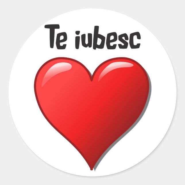 Sticker Rond L'iubesc - Je vous aime en roumain (Devant)