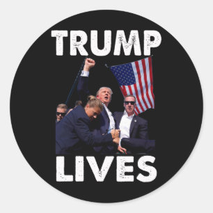 Sticker Rond Live Donald Trump Mug Shot - Ne jamais abandonner