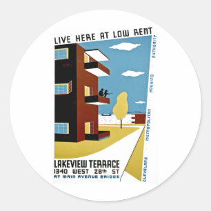 Sticker Rond Live ici à Low Rent