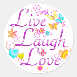 Sticker Rond Live Laugh Love