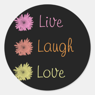 Sticker Rond Live Laugh Love