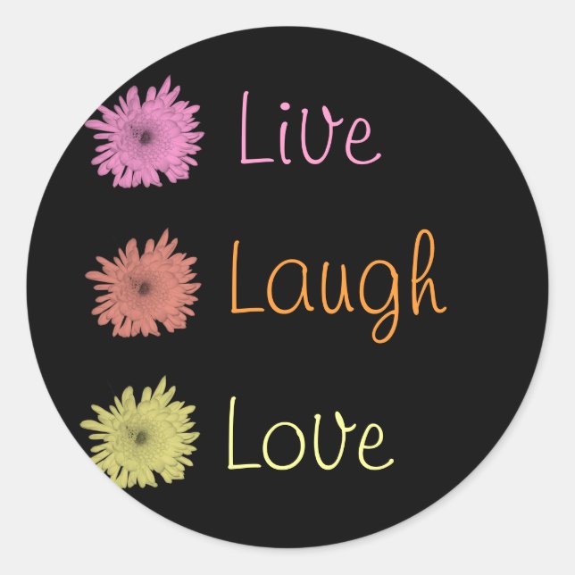 Sticker Rond Live Laugh Love (Devant)