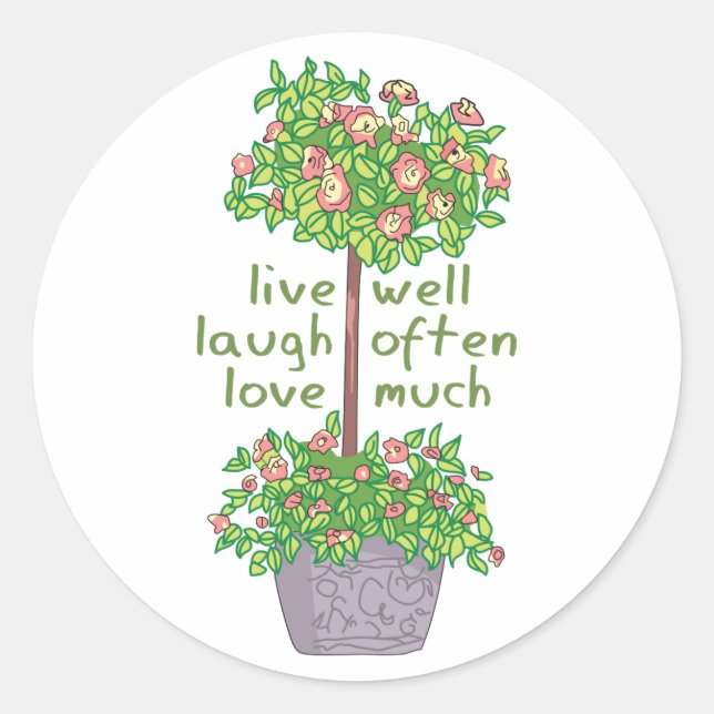 Sticker Rond Live Laugh Love (Devant)