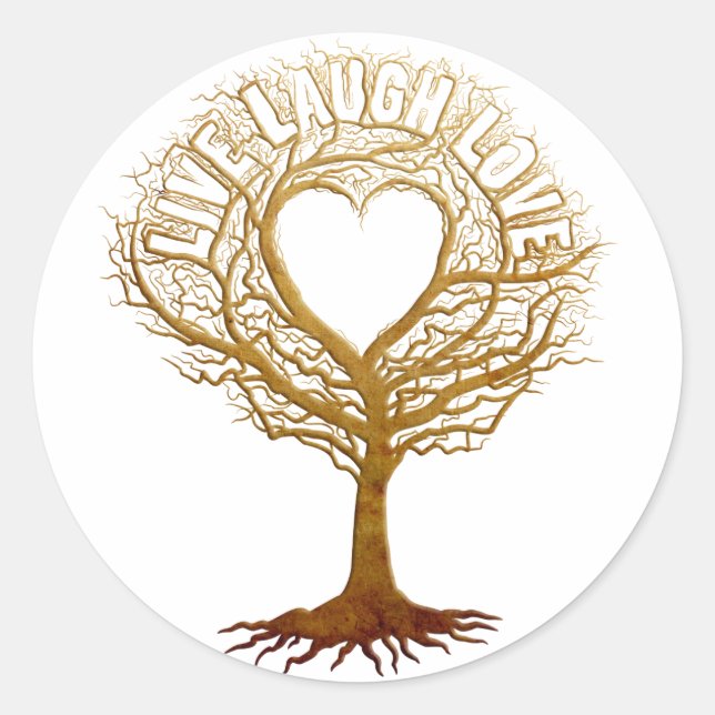 Sticker Rond Live Laugh Love - Arbre de vie (Devant)