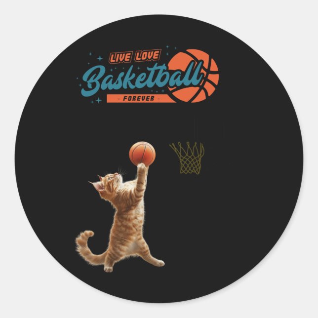 Sticker Rond Live Love Basketball Forever (Devant)