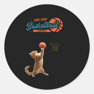 Sticker Rond Live Love Basketball Forever