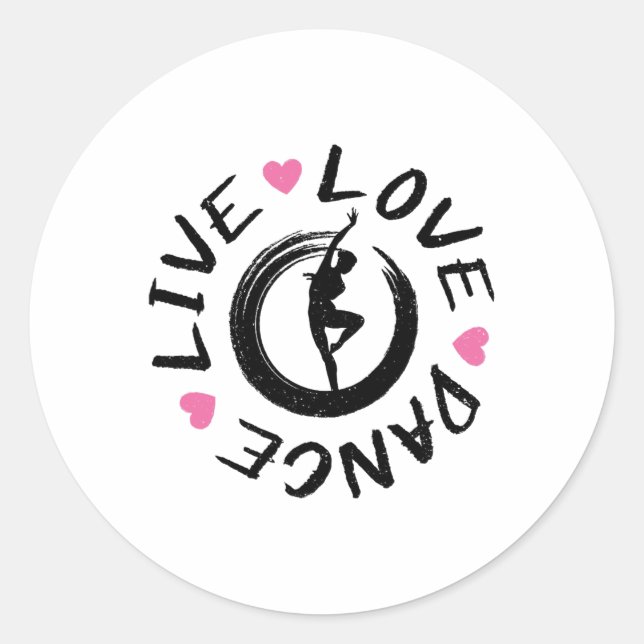 Sticker Rond Live Love Dance Filles Ados Danseuses (Devant)