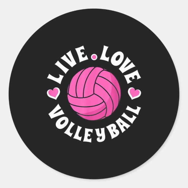 Sticker Rond Live Love Volleyball For Women Girls Volleyball Fa (Devant)