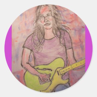 Sticker Rond Live Music Girl Sketch