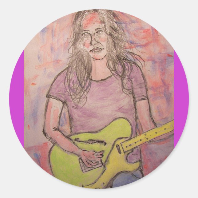 Sticker Rond Live Music Girl Sketch (Devant)