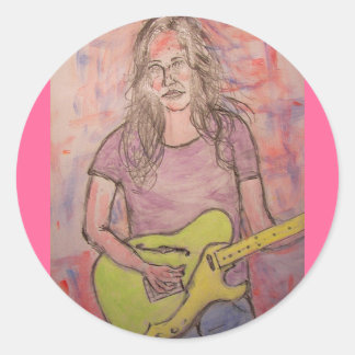 Sticker Rond Live Music Girl Sketch
