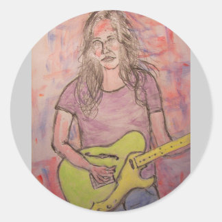 Sticker Rond Live Music Girl Sketch