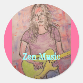 Sticker Rond Live Zen Music Girl Sketch
