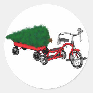 Sticker Rond livraison d'arbres de noël