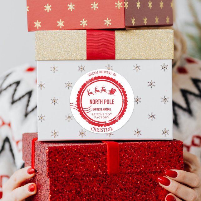 Sticker Rond Livraison de Noël par Père Noël North Pôle (Créateur téléchargé)