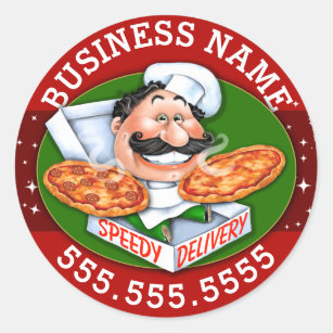 Sticker Rond Livraison de pizza Pizzeria Business Personnalisab