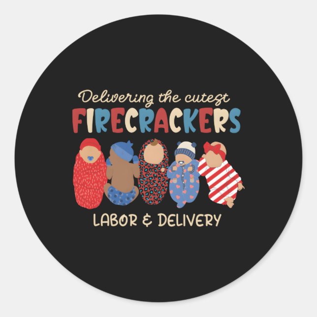 Sticker Rond Livraison De St Firecrackers Travail Livraison 4E  (Devant)
