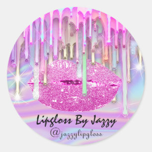 Sticker Rond Livraison des gouttes de maquillage de lipgloss Em