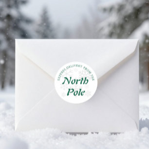 Sticker Rond Livraison Express depuis le Pôle Nord Noël
