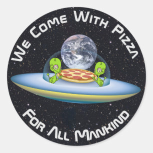 Sticker Rond Livraison personnalisée de pizza UFO