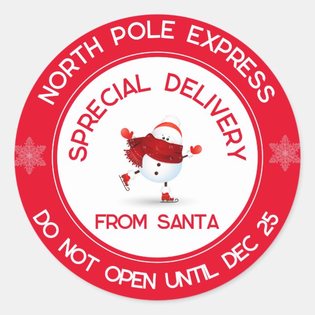 Sticker Rond Livraison spéciale de l'Express du Pôle Nord (Devant)