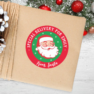 Sticker Rond Livraison spéciale de Père Noël Kids Christmas Cla
