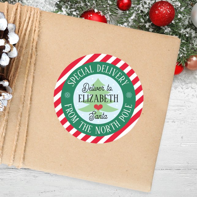 Sticker Rond Livraison spéciale de Père Noël Kids Christmas sti (Créateur téléchargé)