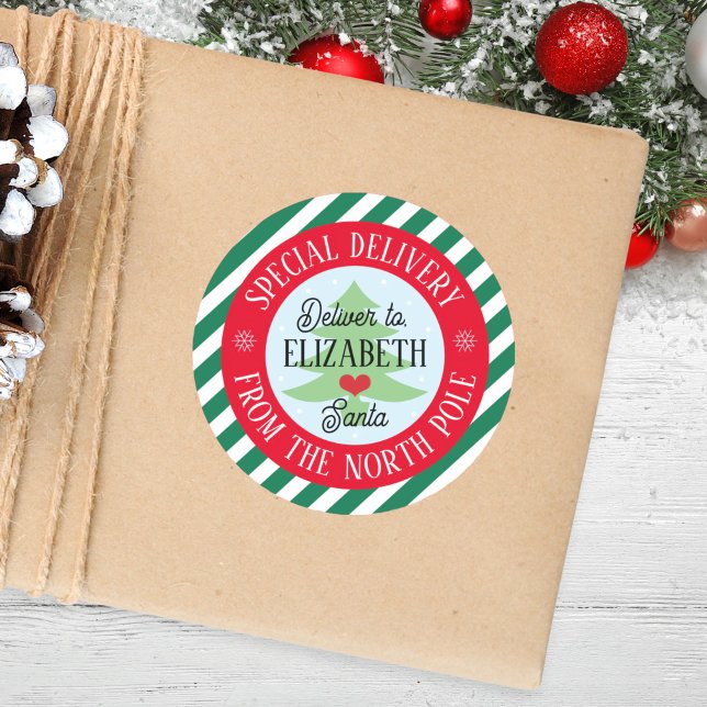 Sticker Rond Livraison spéciale de Père Noël Kids Christmas sti (Créateur téléchargé)