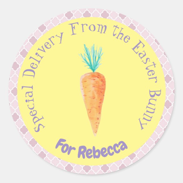 Sticker Rond Livraison spéciale du lapin de Pâques (Devant)