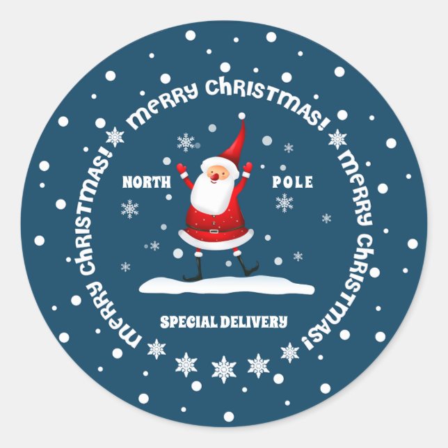 Sticker Rond Livraison spéciale du Noël du Pôle Nord (Devant)