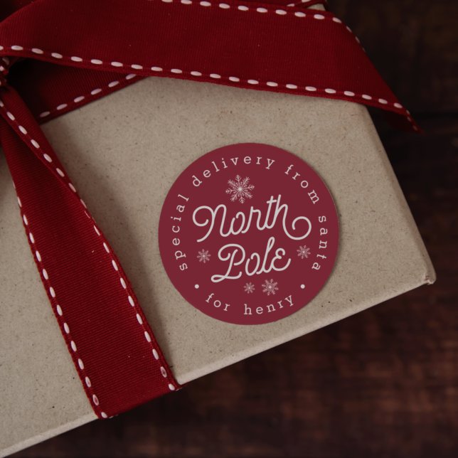 Sticker Rond Livraison spéciale du pôle Nord Noël personnalisé (Créateur téléchargé)